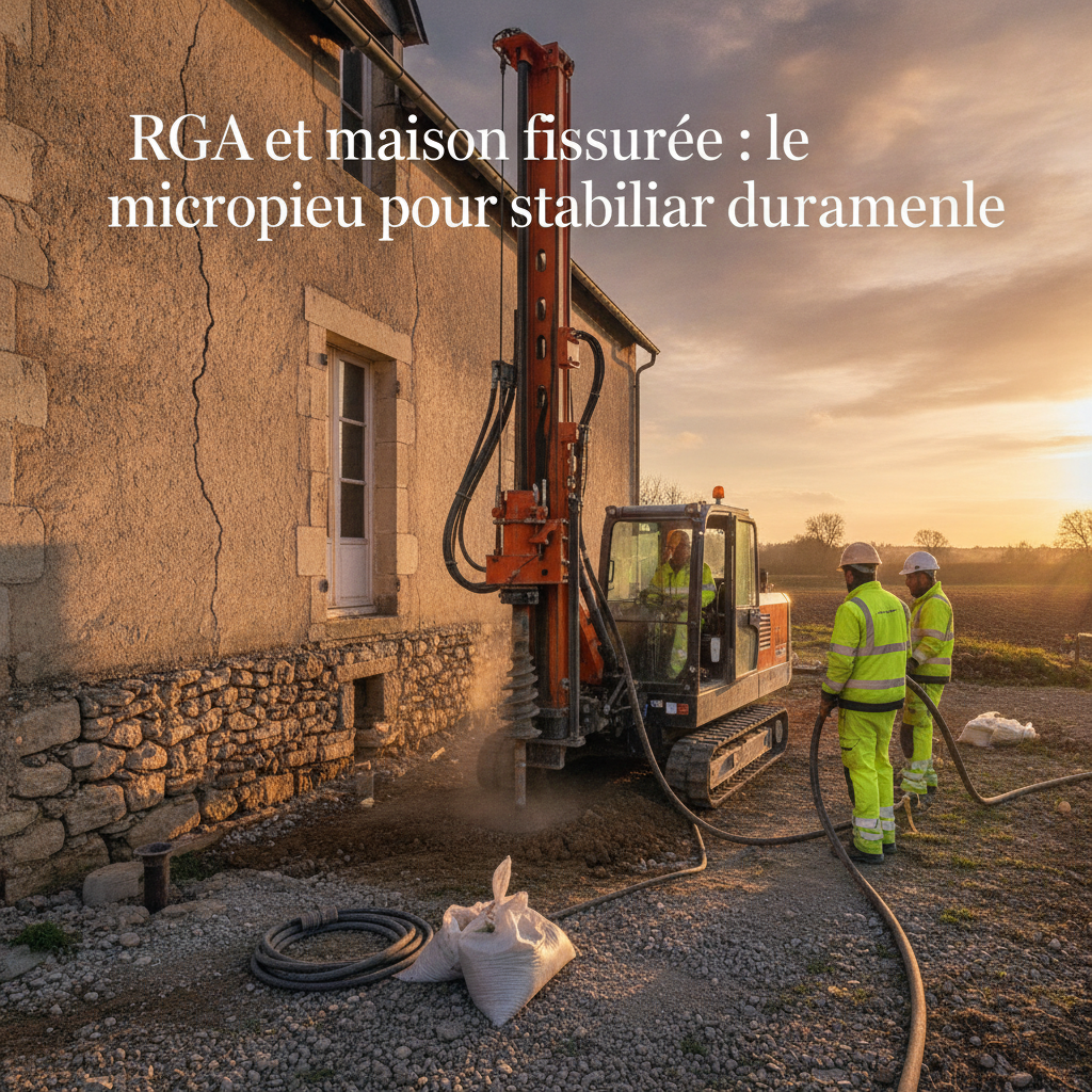 RGA et maison fissurée : le micropieu pour stabiliser durablement (illustration)